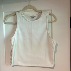 💥3 for $12💥 side slit white Ribbed Tank Top